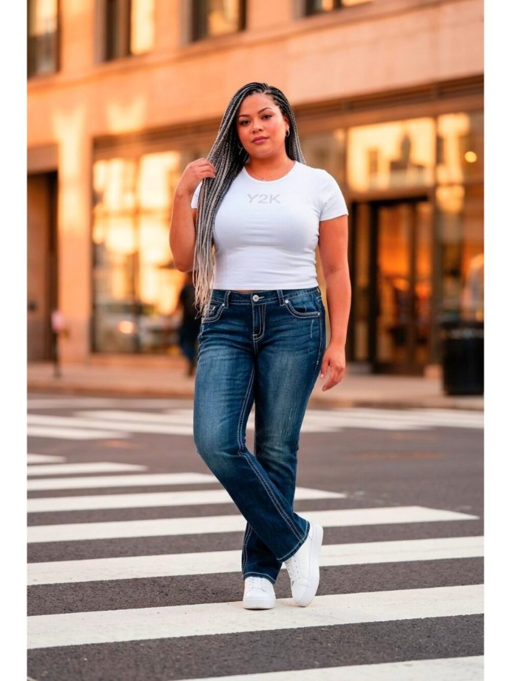Seven7 Luxe Bootcut Jeans W/ Embellished Pockets (SKU#2140)
